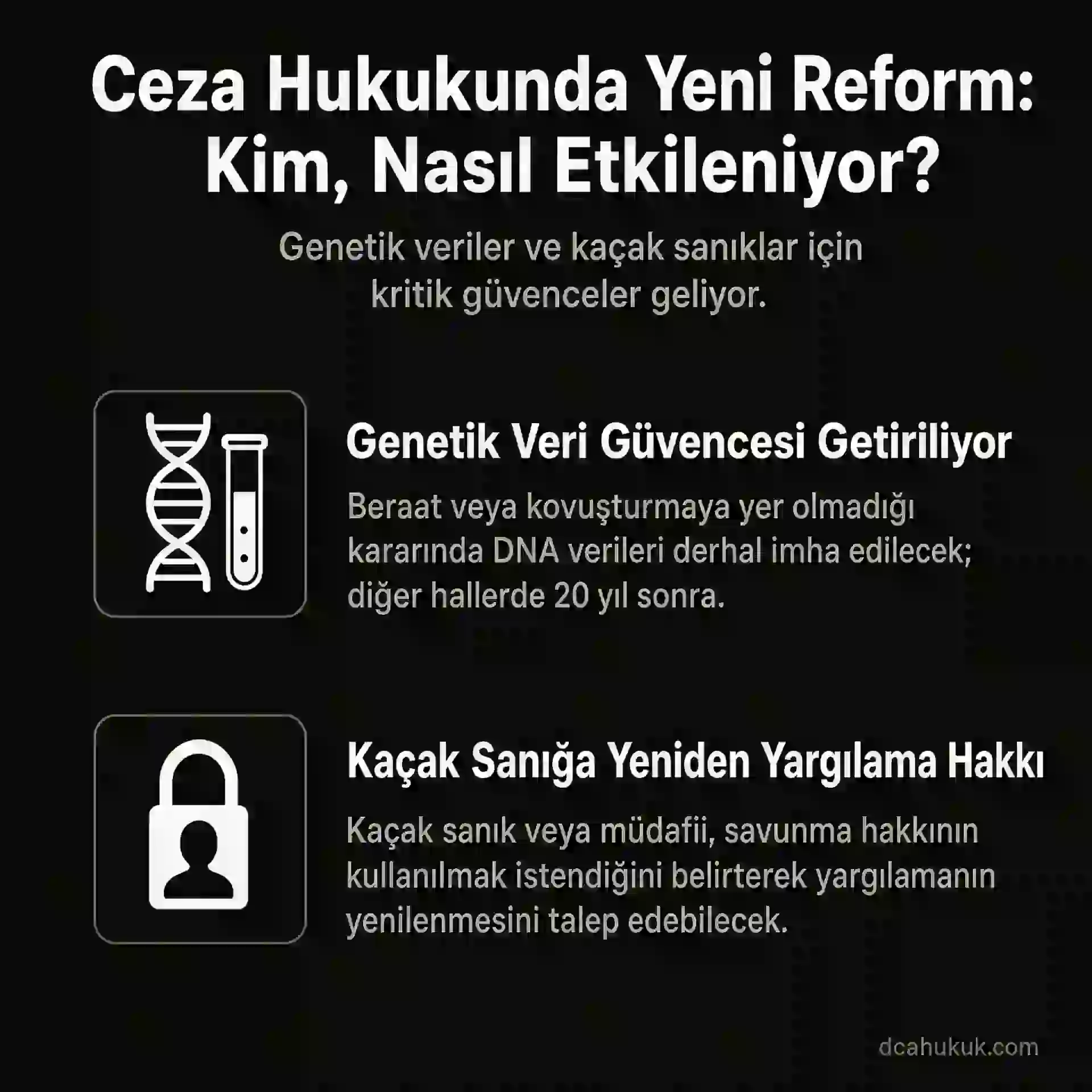 12. Yargı Paketi ceza hukuku düzenlemeleri: genetik veri (DNA) güvencesi CMK m. 80, kaçak sanığa yargılamanın yenilenmesi hakkı, IBAN mağdurlarına ceza indirimi TCK m. 158 — TBMM Adalet Komisyonu 24 Haziran 2026